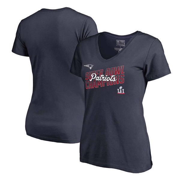 New England Patriots Pro Line by Fanatics Branded Women's Plus Size Super Bowl LI Champions Pitch T-Shirt - Navy